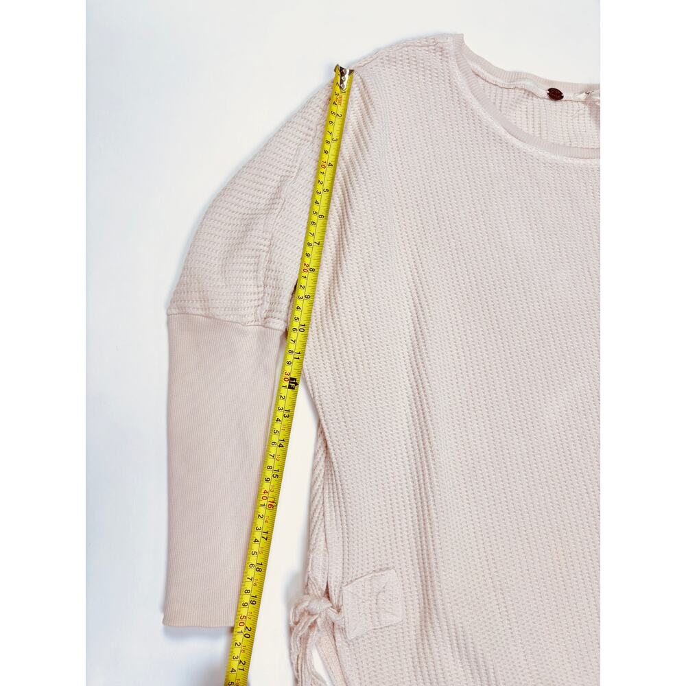 Free People FP One Oversized Thermal Side Tie Cream Ivory Boho Cozy Lounge Top - Picture 14 of 14